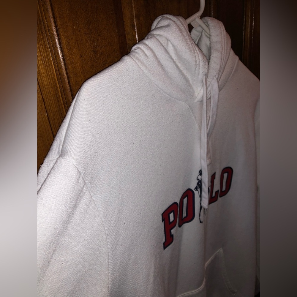 Polo Ralph Lauren white long sleeve cotton/polyester hooded sweatshirt hoodie - Picture 4 of 7